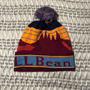 L.L. Bean Katahdin Pom Graphic Hat Carbon Navy/Burgundy NWT